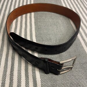 Vintage Justin Boots Genuine Lizard Black Leather Belt with Silver Buckle New